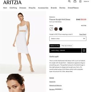 Aritzia 	Babaton
FISSURE SCULPT KNIT DRESS 2XS